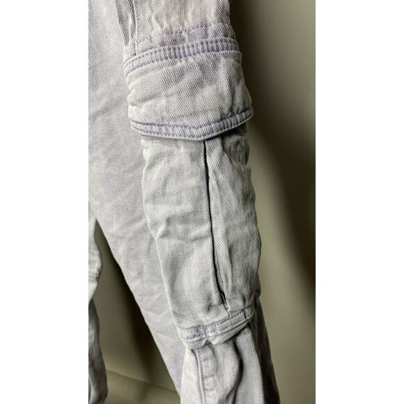 Allsaints Frieda Denim Pants Cargo Women's 12 Washed Purple Grunge Trousers - Picture 3 of 9